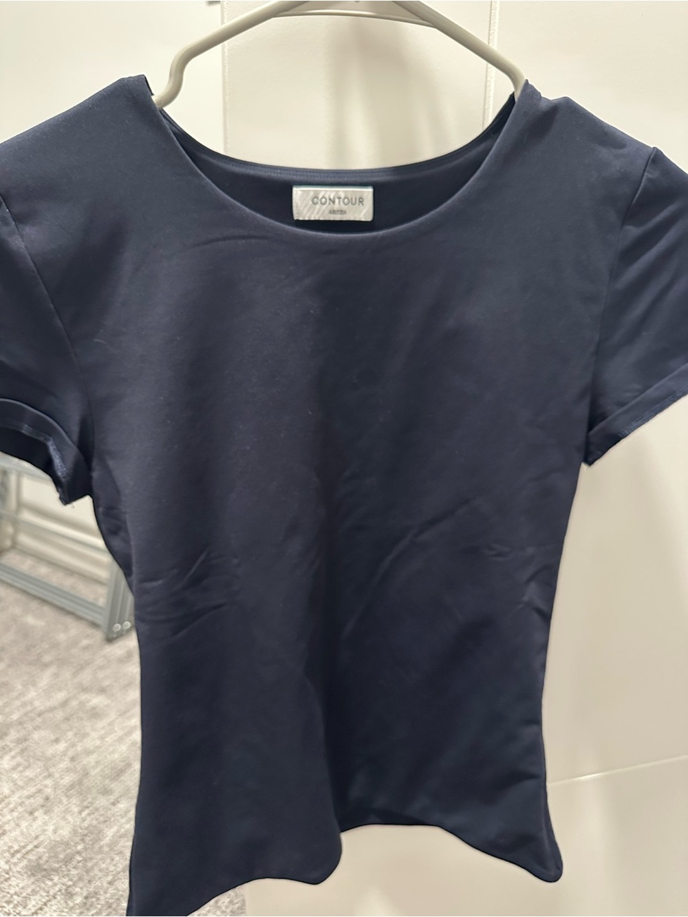 Aritzia Navy Short-Sleeve Contour Tee